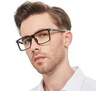 MARE AZZURO Large Square Reading Glasses Men 1.0 Lightweight Flexible Readers 1.0 1.25 1.5 1.75 2.0 2.25 2.5 2.75 3.0 3.5 (Black,100)
