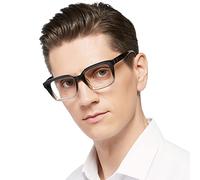 MARE AZZURO Retro Reading Glasses Men 1.25 Large Stylish Readers Square Frame (Black/clear, 125)