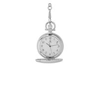 Marea B41421/1 Unisex Silver Metal 47 mm Analogue Pocket Watch with White Dial with Latin Numbers, Motif on Lid and Chain