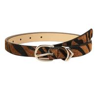 Marea Brava Women's Retro Tiger Print Belt - Slim Synthetic Leather with Silver Alloy Buckle, Versatile for Jeans Dresses, Fashion Bohemian Ethnic Adjustable, Cafe, 122*1.8
