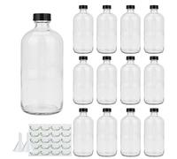 Maredash 16oz Glass Bottles, 12 Pack Clear Glass Storage Bottles Sets with Lids
