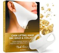 MAREE Chin Strap V Line Lifting Mask - 24K Gold Face & Neck Lift Tape Mask - Double Chin Strap for Sleeping - Neck Wrinkle Patches Reducer & Jawline Shaper for Firming, Tightening & Lifting - 10 PCS