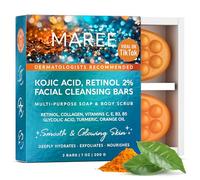 MAREE Kojic Acid Soap and Scrub - Kojic Acid Brightening Soap and Turmeric for Dark Spots and Hyperpigmentation - Bath and Face Gel to Remove Dark Spots - D Bar Soaps