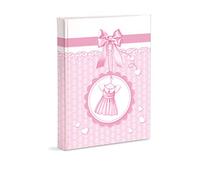 Mareli Baby Birth Photo Album with Diary 23 x 30 cm 56 White Pages and 4 Customisable Thick and Durable Cardboard Intervaled with Pergamin, Pink