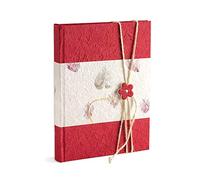 Mareli Photo Album 20 x 25 cm in Red and White Rice Paper with Button and Decorative Twine, 60 White Pages with Velina Pergamino (30 Sheets)