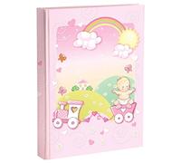 Mareli Photo Album, Pink, Baby Birth with Journal, 23 x 30 cm, 56 White Pg and 4 Pg Customisable Journal, Thick and Durable Cardboard Pages Intervalled with Parchment