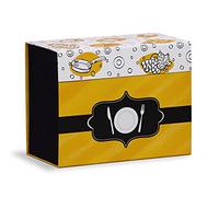 Mareli Recipe Book Box with 60 Illustrated Cards to Fill in with Your Own Recipes and 6 Dividers with Food Design 22.5 x 11 x 17 cm, Black and Yellow