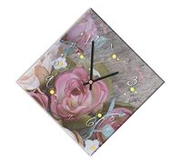 Mareli Wall Clock, Covered with printed paper, Floral, 42x42