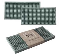 MARELUNNA 2 Pack Rubber Bar Mat - Non-Slip Spill & Drip Mat for Bartending, Coffee Bar & Kitchen Countertop, Thick Durable Counter Protector & Stylish Drying Mat (Sage Gray, 12"x6")