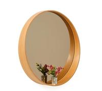 Mareluxe Premium Round Deep Frame Wood Wall Mirror | Handcrafted Solid Oak or Walnut | Scandi Minimalist Circular Mirror with Ledge for Hallway, Bathroom, Living Room (80 x 80 cm, Oak Bias)