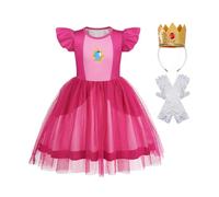 Marendyee Girls Princess Fancy Dress up Halloween Costumes for Kids with White Gloves Crown Children's World Book Day Costume Birthday Flutter Sleeves Mesh Dresses 3-4 Years
