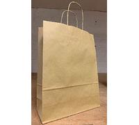 MARENT 10 Kraft Twist Handle Paper Carrier Bags Brown Ribbed Gift Bags 26 x 34 x 11