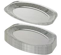 MARENT 10 x 17 Oval Silver Embossed Foil Food Platter/Tray/Dish (43cm)