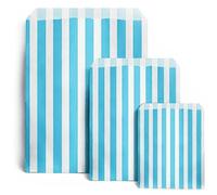 Marent 100 5" x 7" Striped Candy Sweet Paper Bags | Wedding Buffet Favour Cake Gift Pick n Mix Shop | Premium Quality UK Made (Aqua/Light Blue, Qty: 100 Bags)