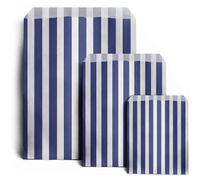 Marent 100 5" x 7" Striped Candy Sweet Paper Bags | Wedding Buffet Favour Cake Gift Pick n Mix Shop | Premium Quality UK Made (Dark Blue, Qty: 100 Bags)