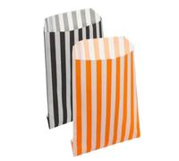 Marent 100pcs 5x7 Inch Striped Paper Candy Bags - 50 Black & 50 Orange Sweet Halloween Treat Bags, Party Favour Paper Gift, Eco-Friendly Candy Bags for Sweets & Parties