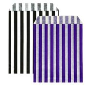 Marent 100pcs 5x7 Inch Striped Paper Candy Bags - 50 Black & 50 Purple Sweet Halloween Treat Bags, Party Favour Paper Gift Bags, Eco-Friendly for Sweets & Weddings