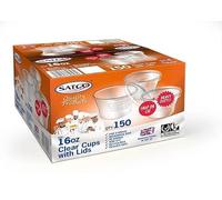 MARENT 50 Satco Plastic Food Takeaway Microwave Heavy Duty Cups with Lids 2oz 4oz 8oz 12oz 16oz (16oz)