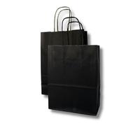 MARENT Black Kraft Paper Bag Mixed Pack - 19.5×15×8 cm & 25×18×8 cm | Small & Medium Gift Bags with Twisted Handles | Eco-Friendly Carrier Bags for Retail, Parties & Packaging 10, 20 or 50 (10)