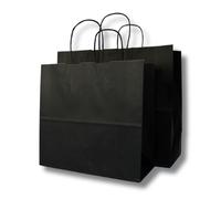MARENT Black Kraft Paper Bag Mixed Pack - 32×28×13 cm & 25×23.5×11 cm | Strong Twisted Handle Gift & Retail Bags | Eco-Friendly Carrier Bags for Packaging, Parties & Crafting 10, 20 or 50 (50)
