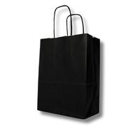 MARENT Black Kraft Paper Bags with Twisted Handles - 19.5 × 15 × 8 cm | Small Reusable Gift & Retail Bags | Eco-Friendly Paper Carrier Bags for Parties, Packaging & Crafting 10, 25 or 50 (10)