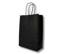 MARENT Black Kraft Paper Bags with Twisted Handles - 25 × 18 × 8 cm Strong Reusable Gift & Shopping Bags | Eco-Friendly Retail Carrier Bags Parties, Crafting & Packaging 10, 25 or 50 (50)