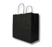 MARENT Black Kraft Paper Bags with Twisted Handles - 25 × 23.5 × 11 cm | Medium Reusable Gift & Shopping Bags | Eco-Friendly Retail Carrier Bags for Parties, Packaging & Crafting 10, 25 or 50 (25)