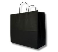 MARENT Black Kraft Paper Bags with Twisted Handles - 32 × 28 × 13 cm | Large Reusable Gift & Shopper Bags | Eco-Friendly Retail Carrier Bags for Parties, Packaging & Crafting 10, 25 or 50 (10)