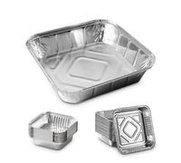 MARENT Brand 50 x SHALLOW Silver Foil Food Trays Dishes Containers & Lids 230 x 230 x 37mm (9" x 9" x 1.5") - MADE IN UK -Same Day Posting if bought before 1pm Weekdays