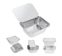 MARENT Brand * EXTRA SMALL * 50 x Silver Foil Food Trays Containers & Lids 110 x 85 x 32mm (No.1) Same Day Posting if bought before 3pm Weekdays
