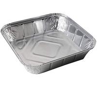 MARENT Brand Silver Foil Food Trays Dishes Containers & Lids 230 x 230 x 49mm (9" x 9" x 2") - Made in The UK (50)