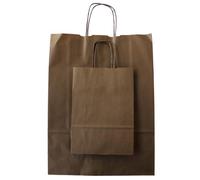 MARENT Chocolate Brown Kraft Paper Bag Mixed Pack - 25×18×8 cm & 42.5×32×13 cm | Small & Large Twisted Handle Carrier Bags | Eco-Friendly Paper Gift & Retail Bags 10, 20 or 50 (10)