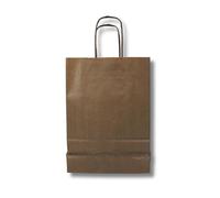 MARENT Chocolate Brown Kraft Paper Bags with Twisted Handles - 25 × 18 × 8 cm | Small Reusable Gift & Retail Bags | Eco-Friendly Kraft Carrier Bags for Packaging, Parties & Crafting 10, 25 or 50 (10)