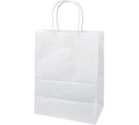 MARENT Kraft Paper Gift Bags 25×18×8 cm - Pack of 50 | Twisted-Handle Paper Carrier Bags for Retail, Gifts, Parties & Packaging | Black, Brown, Violet, Lime and More (White)