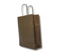 MARENT Kraft Paper Gift Bags 25×18×8 cm - Pack of 50 | Twisted-Handle Paper Carrier Bags for Retail, Gifts, Parties & Packaging | Black, Brown, Violet, Lime and More (Chocolate Brown)