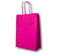 MARENT Kraft Paper Gift Bags 25×18×8 cm - Pack of 50 | Twisted-Handle Paper Carrier Bags for Retail, Gifts, Parties & Packaging | Black, Brown, Violet, Lime and More (Magenta)