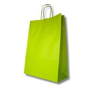 MARENT Large Lime Green Kraft Paper Bags with Twisted Handles - 42 × 32 × 13 cm Strong Reusable Gift & Shopping Bags Eco-Friendly Retail Carrier Bags for Packaging, Boutiques & Events 10,25 or 50 (50)