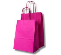 MARENT Magenta Pink Kraft Paper Gift Bags - Mixed Sizes 25×18×8 cm & 20×15×8 cm | Twisted-Handle Gift & Retail Carrier Bags | Packs of 10, 20 or 50 (10)