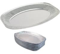 MARENT Mixed Oval Silver Embossed Foil Food Platters/Tray/Dish (35cm and 43cm) 6 of Each Size