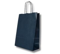 MARENT Navy Kraft Paper Bags with Twisted Handles - 25×18×8 cm | Strong Reusable Gift & Shopping Bags | Premium Kraft Carrier Bags for Retail, Parties, Packaging & Favour Bags 10, 25 or 50 (50)