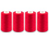 Marent Overlocking Sewing Machine Polyester Thread x Four 5000 Yards Cones White Black Natural Navy Red (Xmas Red)