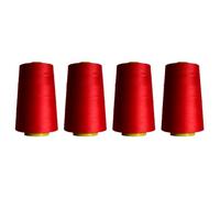Marent Overlocking Sewing Machine Polyester Thread x Four 5000 Yards Cones White Black Natural Navy Red (Xmas Red)