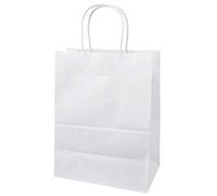 MARENT Pack of 100 White Kraft Paper Gift Bags with Twisted Handles | Ideal for Gifts, Party, Shopping, Packaging, Wedding | 18cm x 25cm x 8cm