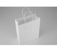 MARENT Pack of 50 White Kraft Paper Gift Bags with Twisted Handles | Ideal for Gifts, Party, Shopping, Packaging, Wedding | 18cm x 25cm x 8cm