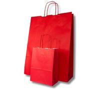 MARENT Red Kraft Paper Gift Bags - Mixed Sizes 42.5×32×13 cm & 20×15×8 cm | Strong Twisted-Handle Carrier Bags for Retail, Gifts, Parties & Events 10, 20 or 50 (50)