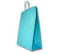MARENT Sky Blue Kraft Paper Bags with Twisted Handles - 42.5×32×13 cm | Large Reusable Gift & Shopping Bags | Premium Kraft Carrier Bags for Retail, Packaging, Parties & Hampers 10, 25 or 50 (25)