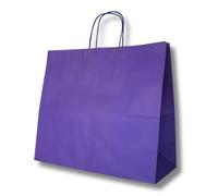 MARENT Violet Kraft Paper Bags with Twisted Handles - 32×28×13 cm | Strong Reusable Gift & Shopping Bags | Premium Kraft Carrier Bags for Retail, Packaging, Parties & Hampers 10, 20 or 50 (25)