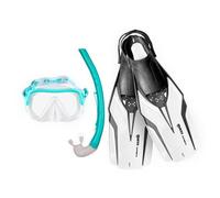 Mares Aquazone Nateeva Keewee Set Consisting of Mask, Mouthpiece and Snorkel Fins for Adults - White, M/L