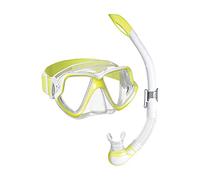 Mares Wahoo Neon Combo - Adult Snorkelling Set with Silicone Mask, Semi-Dry Snorkel with Valve, Ideal for Underwater Exploration