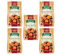Maretti Bruschette Chips 70g | Italian Bagel Crisp Chips | 2 in 1 Snack | Freshly Oven-Baked Crispy Vegetarian Bites | GMO Free | Party Snacks Thin Bagels (Tomato & Olives & Oregano, 5 Pack)